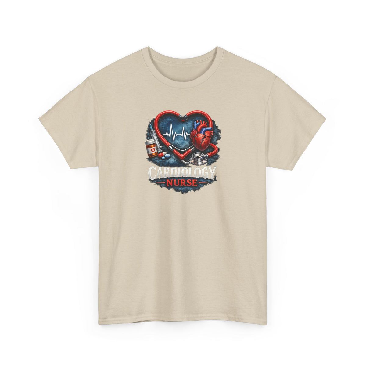 Cardiology Nurse T-Shirt — Heartbeat Stethoscope Design