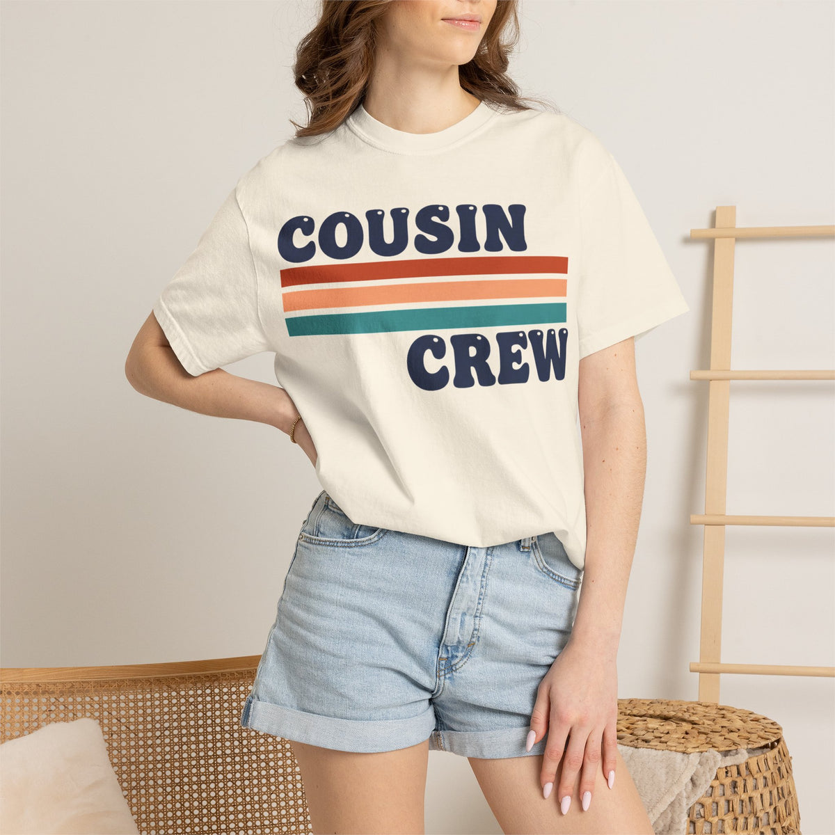 Cousin Crew Stacked Stripe Shirt, Vintage Stripe Family Tee, Matching Cousin Shirt, Reunion Gift