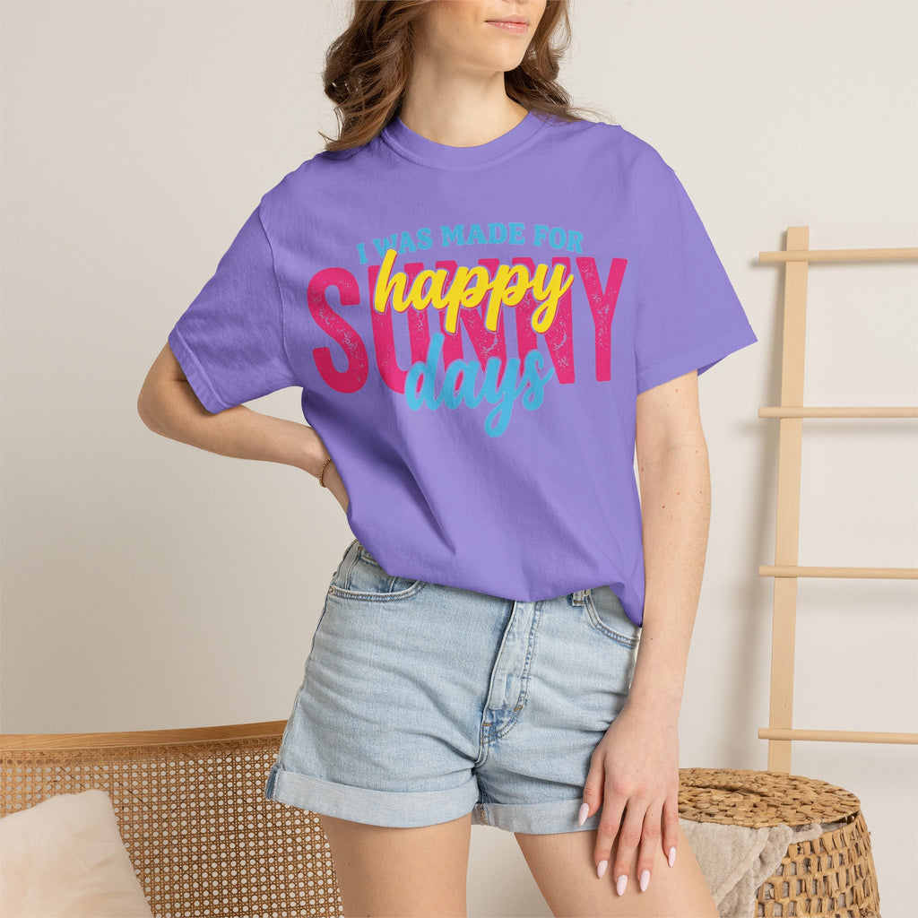 Happy Sunny Days Wide Shirt, Retro Layered Type Summer Tee, Bright Vacation Shirt, Summer Gift
