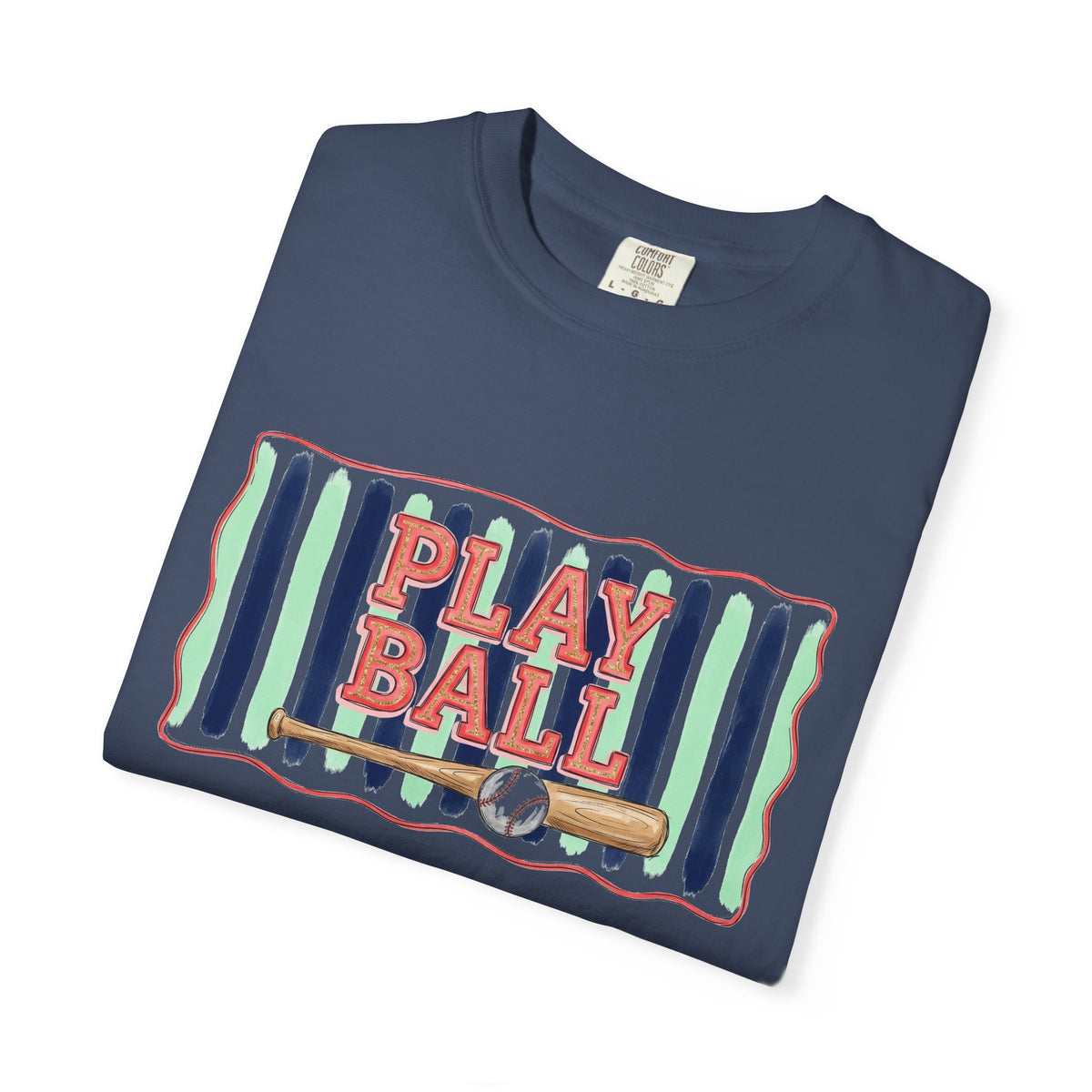 Play Ball Shirt, Painted Stripe Baseball Tee, Vintage Baseball Mom Shirt, Game Day Gift