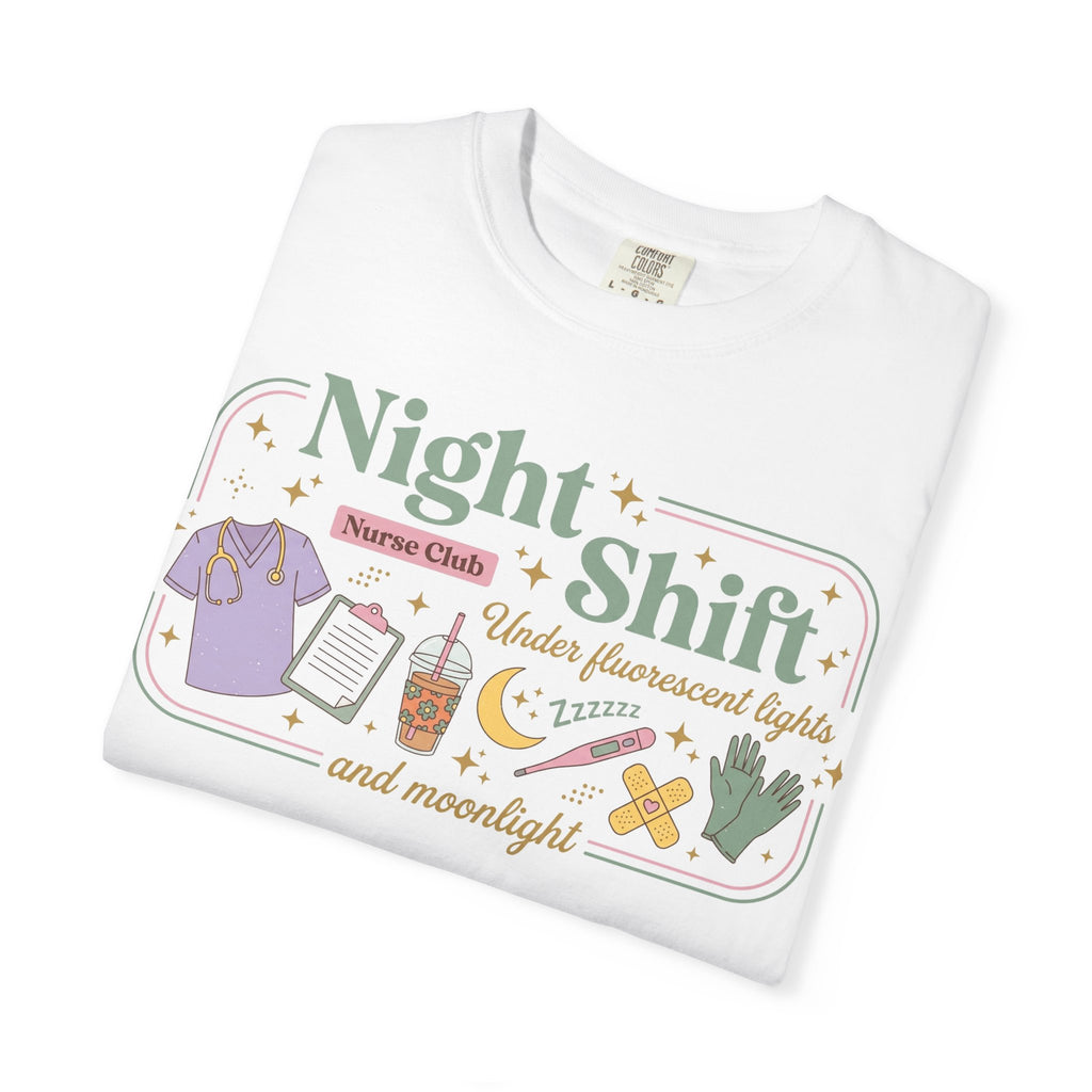 Night Shift Nurse Club Shirt, Under Fluorescent Lights And Moonlight Tee, Cute Night Nurse Shirt, RN Gift