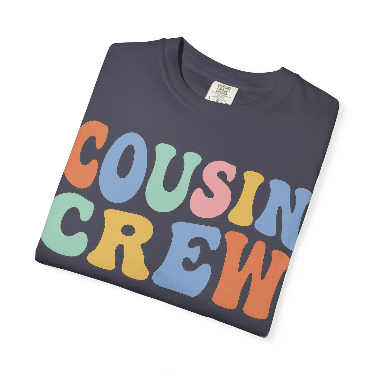 Cousin Crew Wide Groovy Shirt, Pastel Retro Letter Tee, Family Reunion Matching Shirt, Cousin Gift