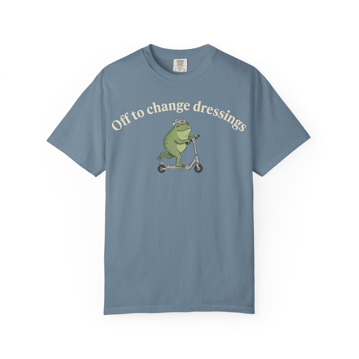 Off To Change Dressings Wide Shirt, Nurse Frog On A Scooter Tee, Funny Wound Care Shirt, RN Gift