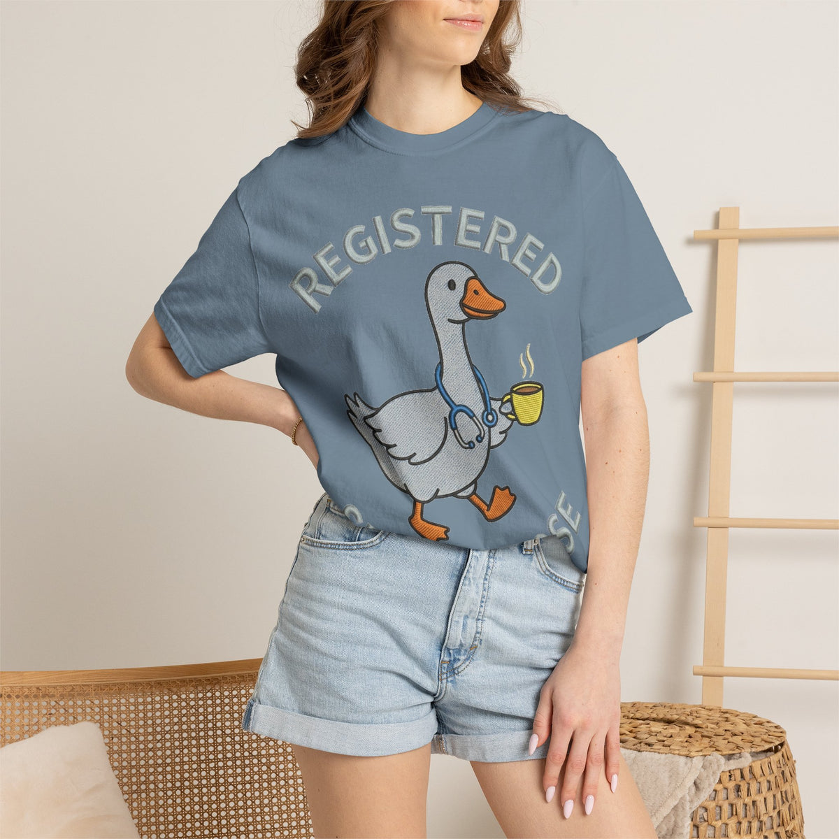 Registered Silly Goose Shirt, Faux Embroidery Nurse Goose Tee, Funny RN Shirt, Nurse Gift