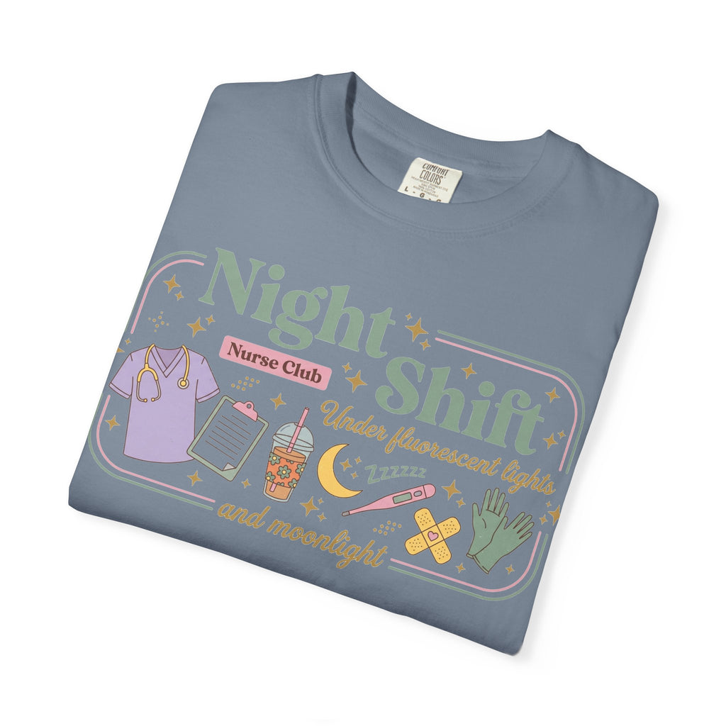 Night Shift Nurse Club Shirt, Under Fluorescent Lights And Moonlight Tee, Cute Night Nurse Shirt, RN Gift