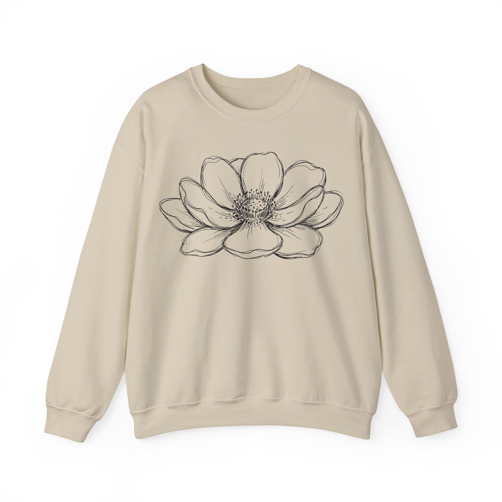 Minimalist Flower Line Art Sweatshirt, Single Bloom Botanical Sweatshirt, Simple Floral Gift for Her, Aesthetic Sketch Flower Sweatshirt, Na
