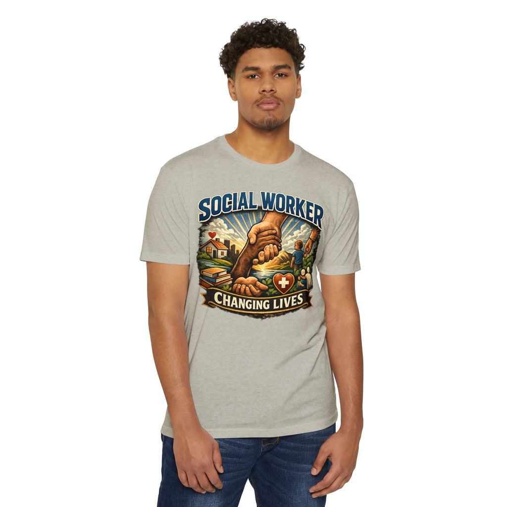 Social Worker T-Shirt — "Changing Lives" Graphic Tee for Caregivers & Advocates