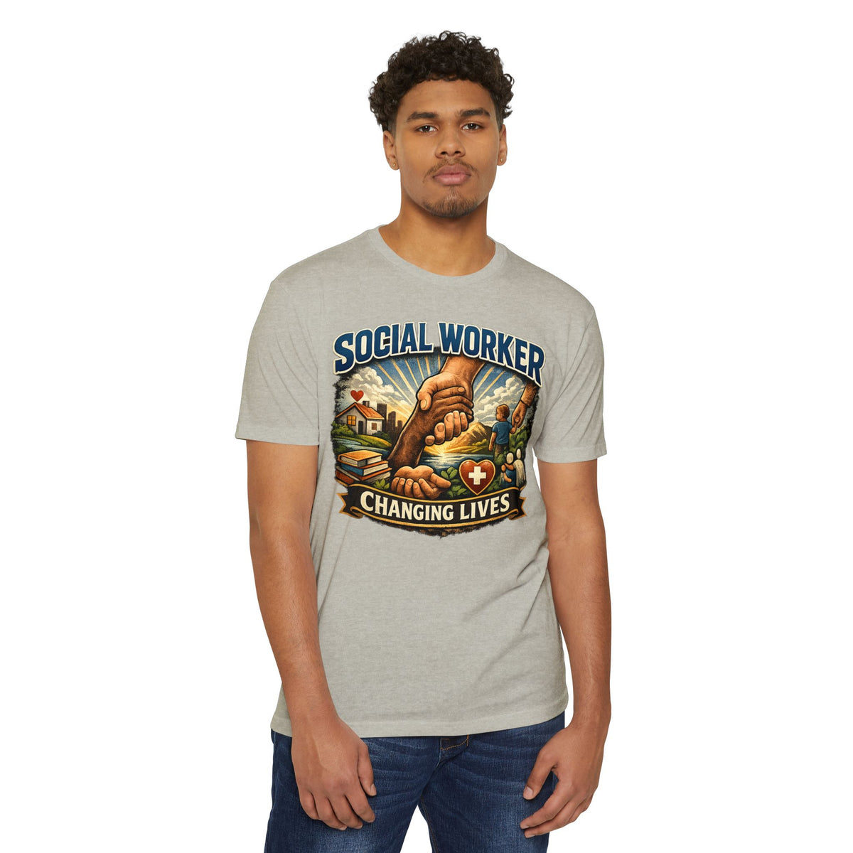 Social Worker T-Shirt — "Changing Lives" Graphic Tee for Caregivers & Advocates