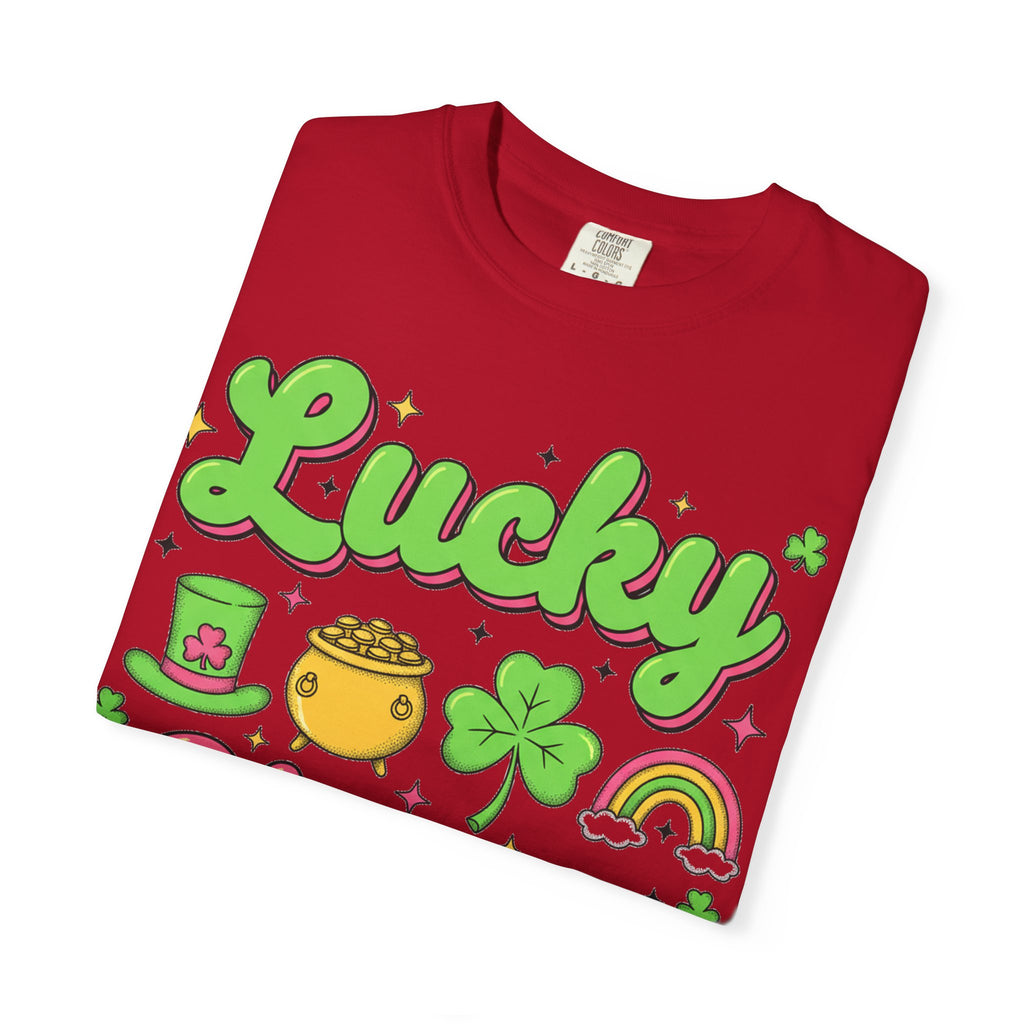 Lucky Charm Pink Shirt, Groovy St Patricks Day Tee, Rainbow Clover Shirt, Irish Gift