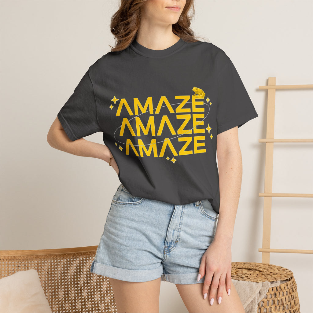 Amaze Amaze Amaze Shirt, Retro Stacked Type Tee, Tiny Frog Graphic Shirt, Funny Minimal Gift