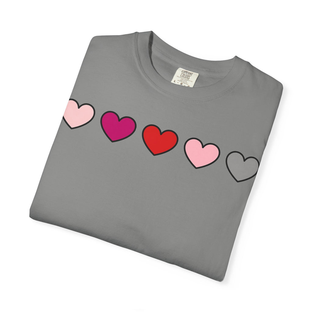 Five Pink Hearts Shirt, Minimal Valentine Heart Row Tee, Pastel Heart Shirt, Valentines Gift
