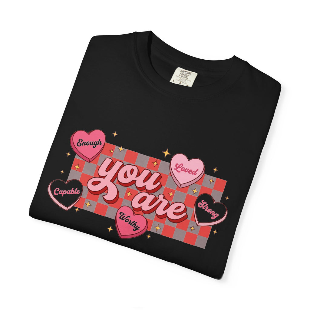 You Are Enough Candy Heart Shirt, Red Check Affirmation Tee, Valentines Self Love Shirt, Gift For Her