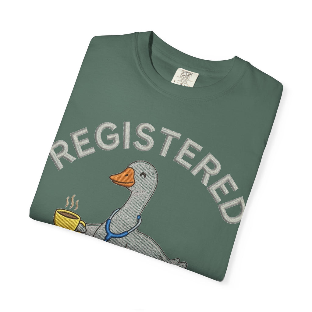Registered Silly Goose Straight Text Shirt, Embroidered Look Nurse Goose Tee, Funny RN Shirt, Nurse Gift