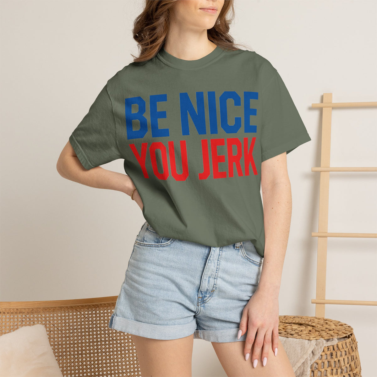 Be Nice You Jerk Shirt, Funny Sarcastic Quote Tee, Bold Retro Typography Shirt, Snarky Gift