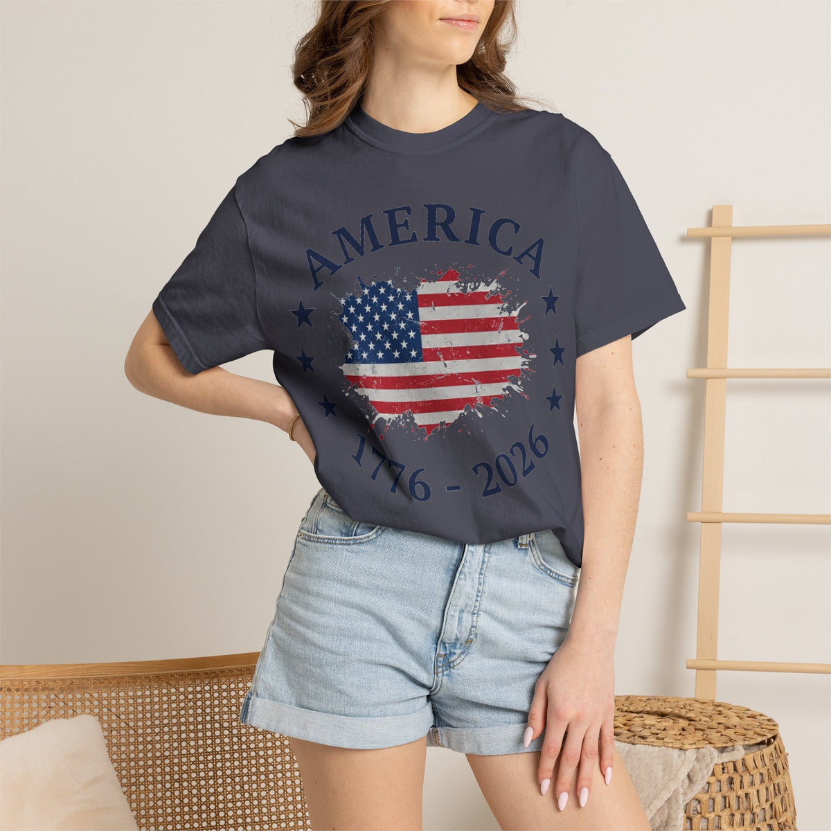 America 1776 2026 Shirt, Distressed Flag Oval Tee, Patriotic 250th Anniversary Shirt, Fourth Of July Gift