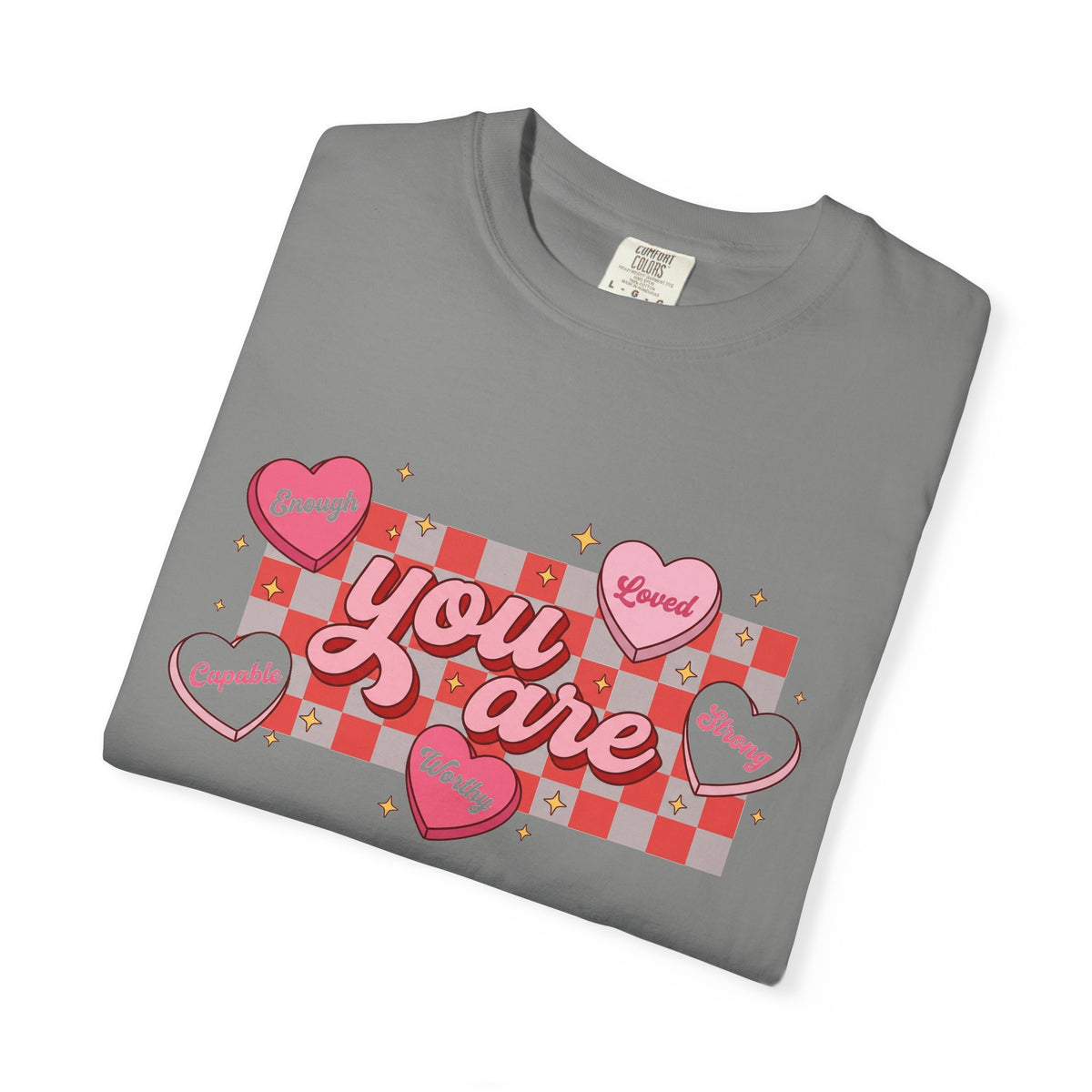 You Are Enough Candy Heart Shirt, Red Check Affirmation Tee, Valentines Self Love Shirt, Gift For Her