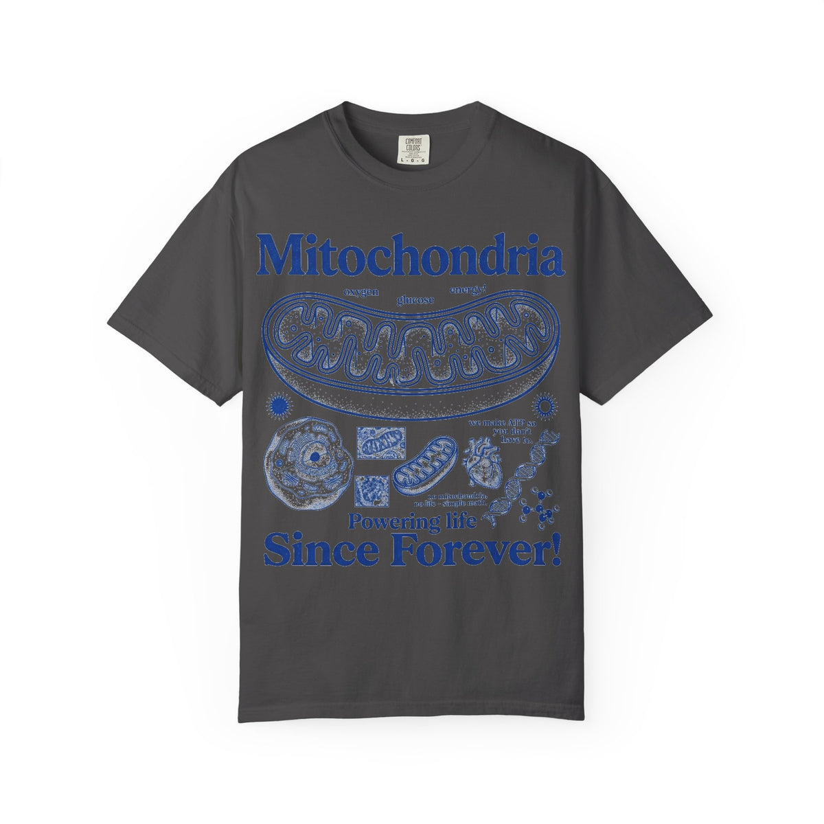 Mitochondria Powering Life Since Forever Tall Shirt, Retro Biology Poster Tee, Science Teacher Shirt, Nerd Gift