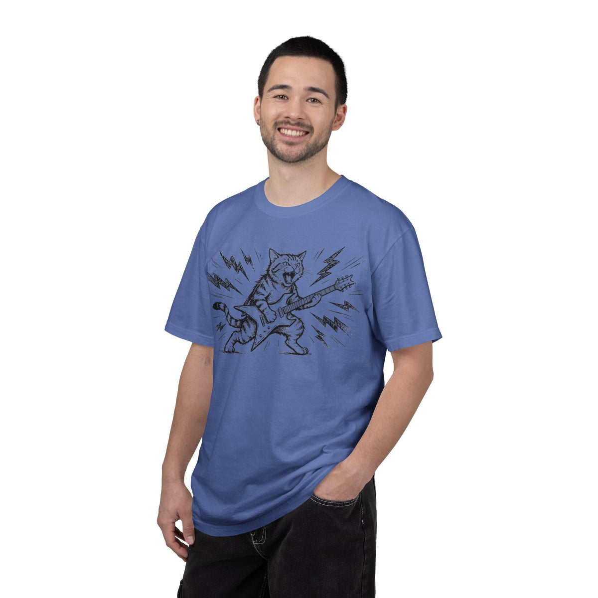 Rock Star Cat Shirt, Electric Guitar Cat Tee, Funny Heavy Metal Cat Shirt, Cat Lover Gift