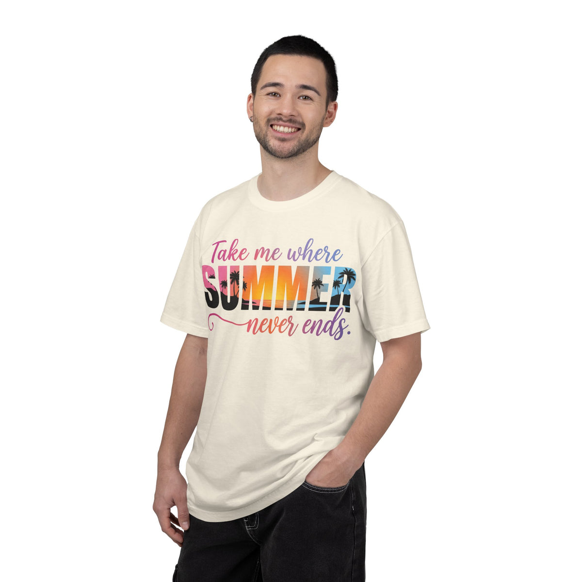 Take Me Where Summer Never Ends Bright Shirt, Tropical Sunset Type Tee, Vacation Shirt, Beach Gift