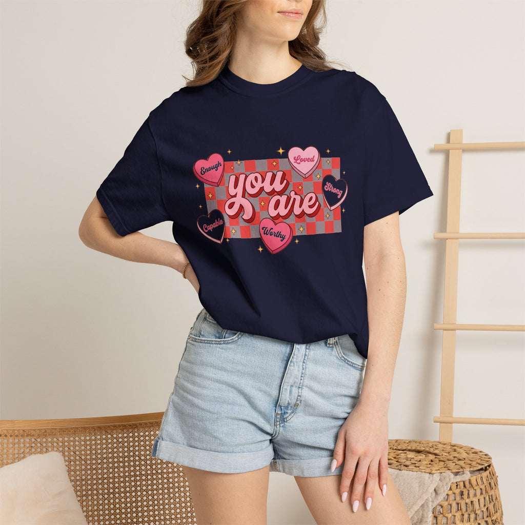 You Are Enough Candy Heart Shirt, Red Check Affirmation Tee, Valentines Self Love Shirt, Gift For Her
