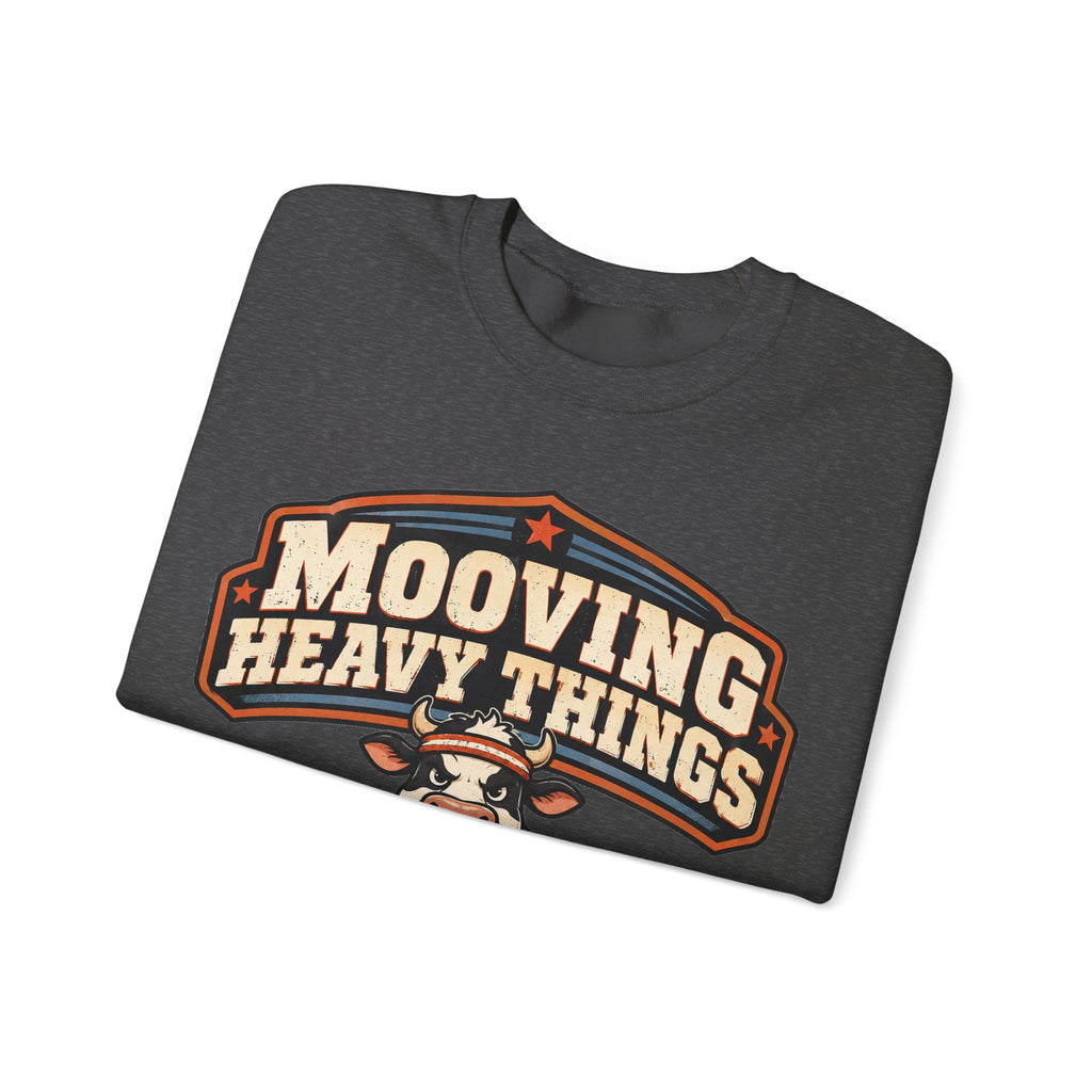 Funny Gym Sweatshirt Mooving Heavy Things | Cow Weightlifting Sweatshirt | Funny Workout Sweatshirt | Gym Lover Gift