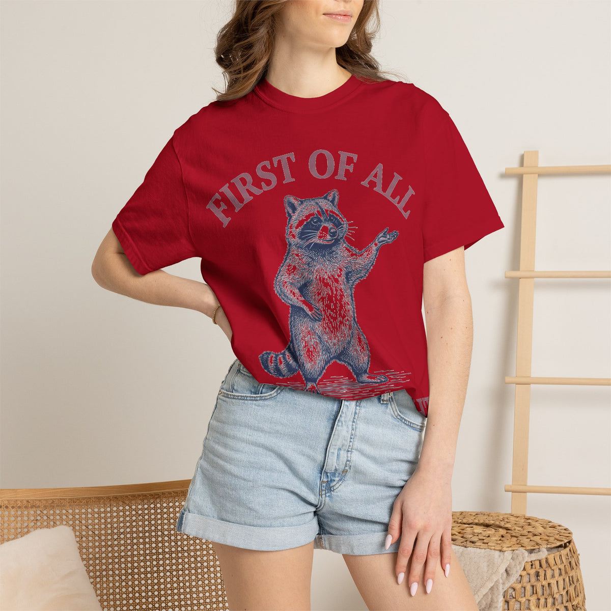 First Of All I'm A Delight Shirt, Funny Raccoon Tee, Sassy Vintage Engraving Shirt, Sarcastic Gift