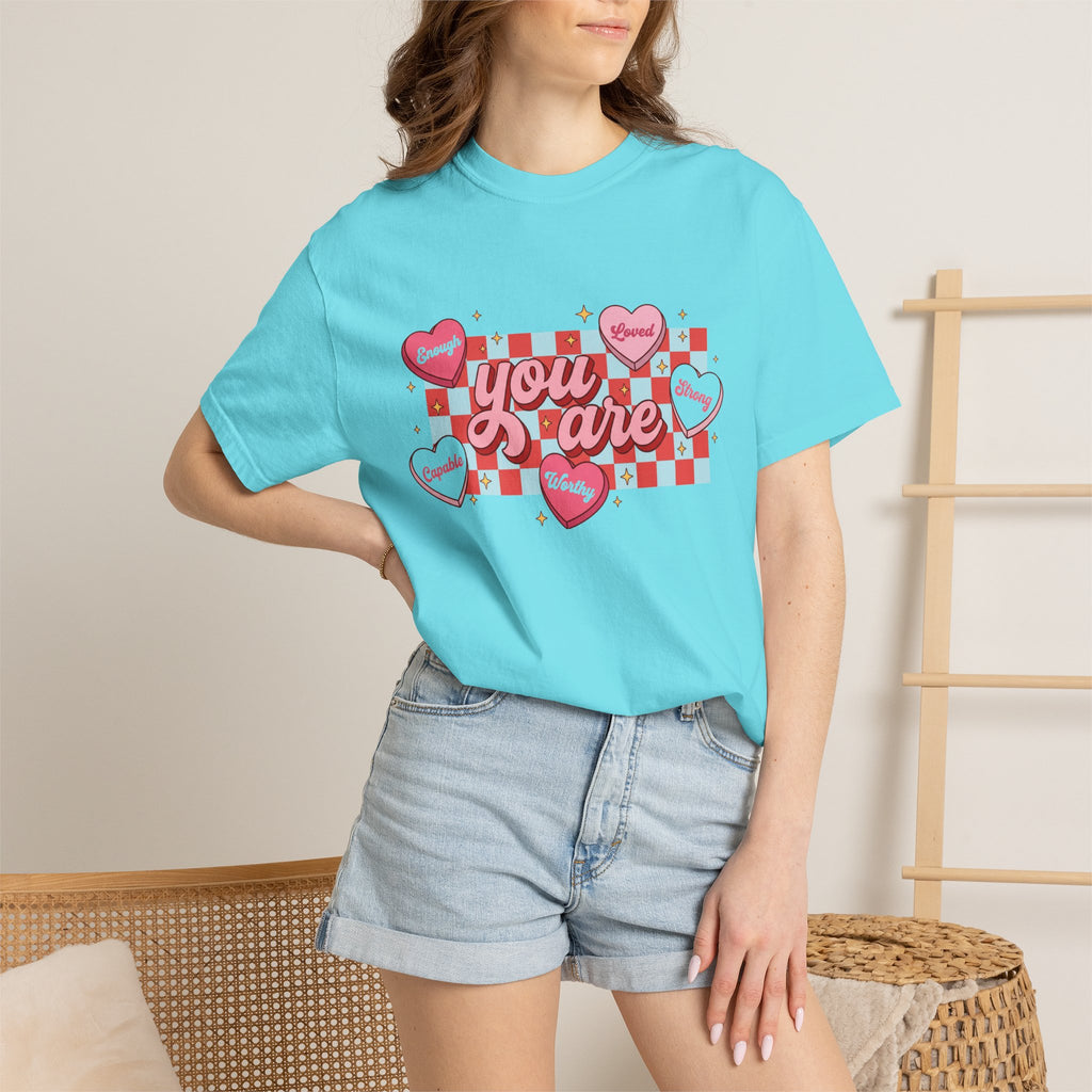 You Are Enough Candy Heart Shirt, Red Check Affirmation Tee, Valentines Self Love Shirt, Gift For Her