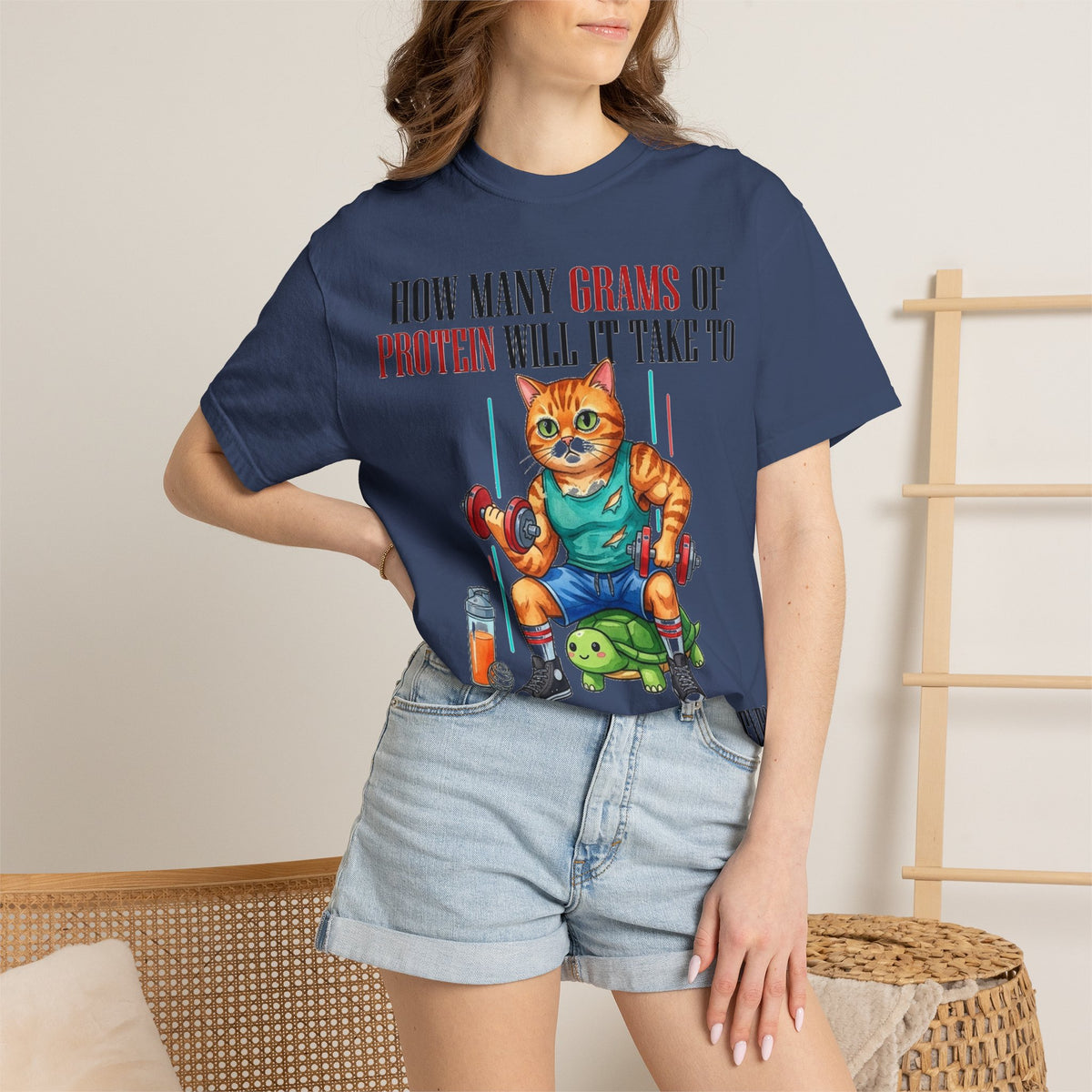How Many Grams Of Protein Restore The Light In My Eyes Wide Shirt, Buff Gym Cat Tee, Funny Lifting Shirt, Gym Gift