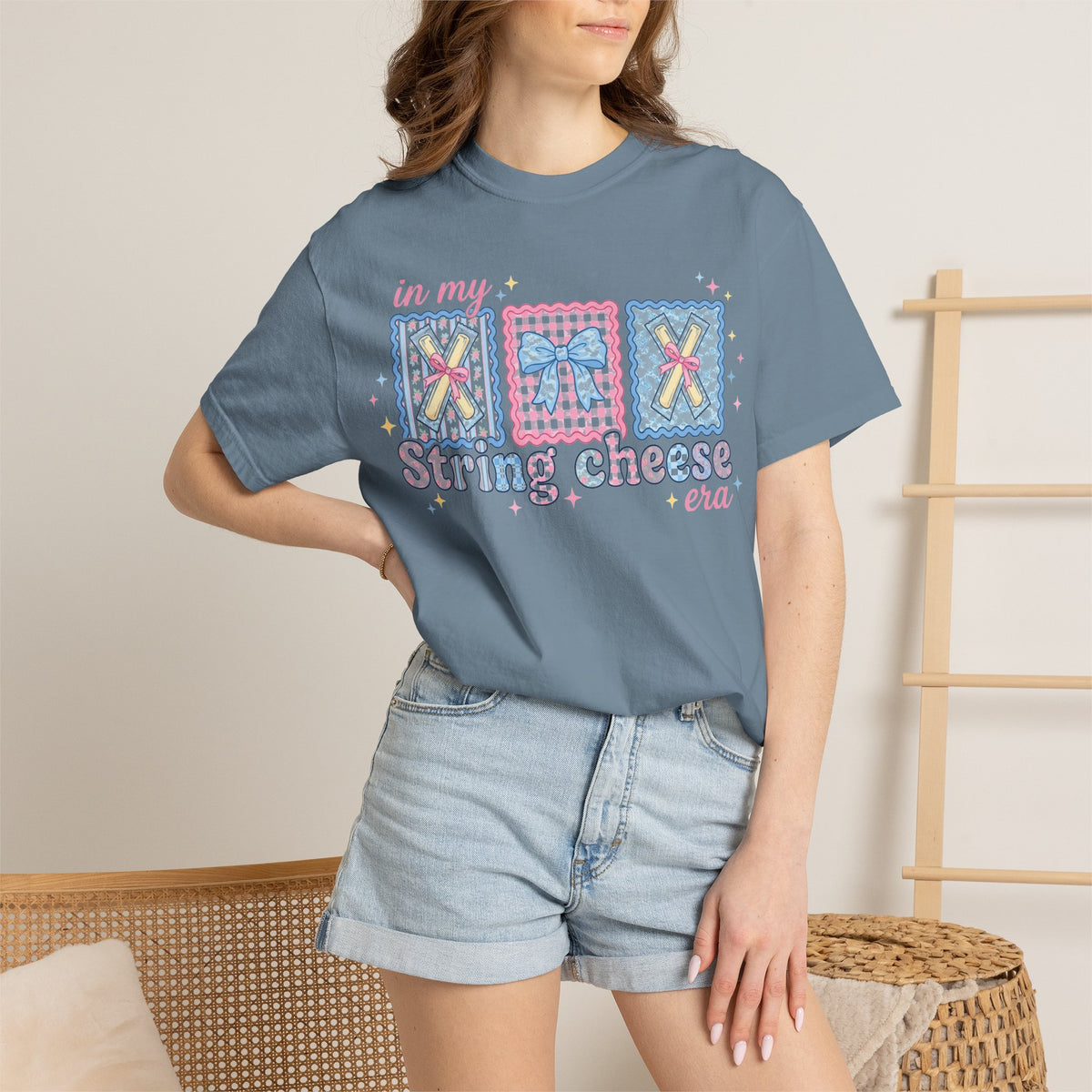 In My String Cheese Era Bow Shirt, Pastel Coquette Snack Tee, Funny Cheese Lover Shirt, Cute Gift