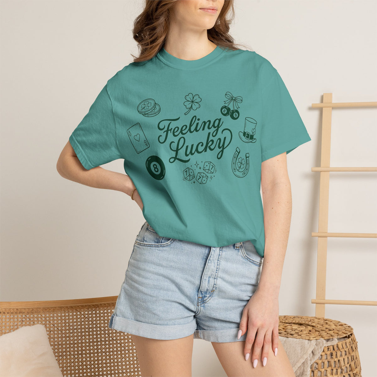 Feeling Lucky Shirt, St Patricks Day Charms Tee, Green Clover Dice Shirt, Lucky Charm Gift