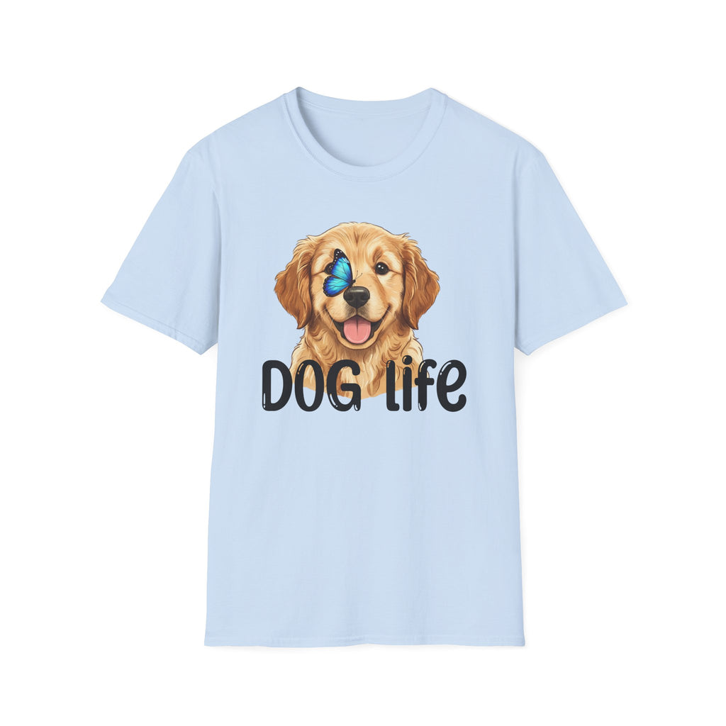 Dog Life T-Shirt – Golden Retriever with Butterfly Graphic