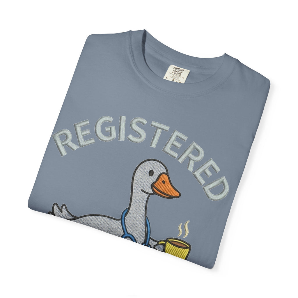 Registered Silly Goose Shirt, Faux Embroidery Nurse Goose Tee, Funny RN Shirt, Nurse Gift