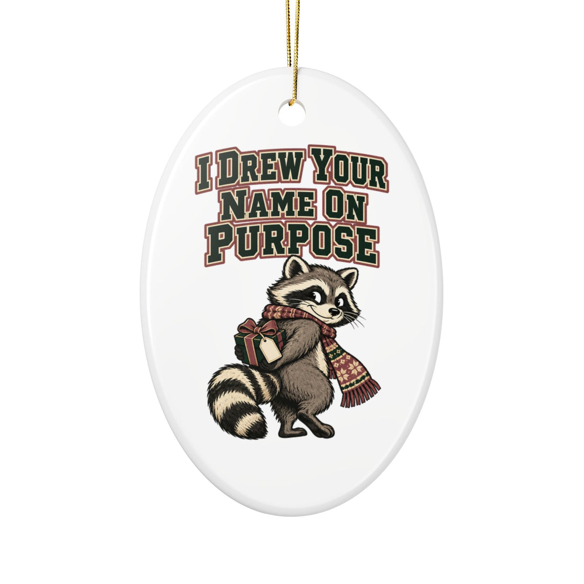 I Drew Your Name On Purpose Ornament, Funny Coworker Christmas Gift, Secret Santa Stocking Stuffer, Ceramic Christmas Ornament 2026