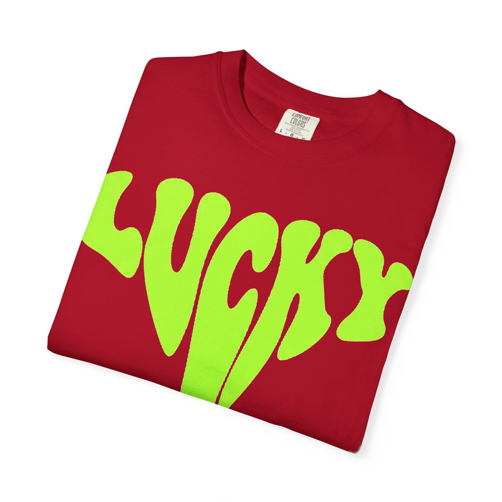 Lucky Drip Shirt, Neon Psychedelic Lettering Tee, Trippy St Patricks Day Shirt, Rave Gift