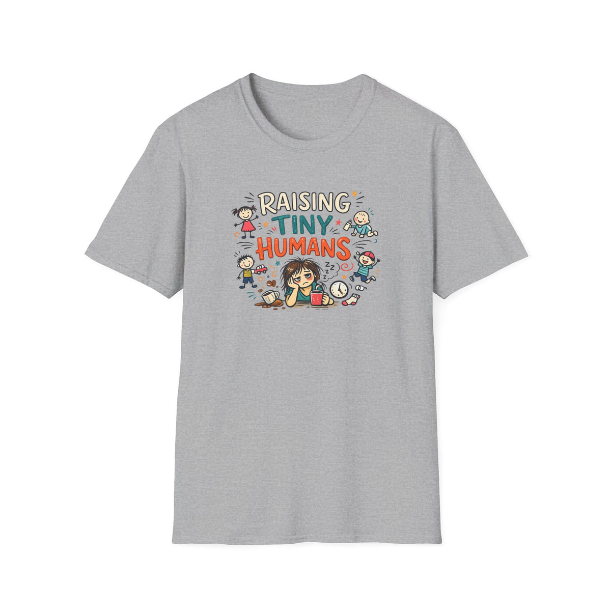 Raising Tiny Humans T-Shirt – Cute Parenthood Graphic Tee for Parents & Caregivers