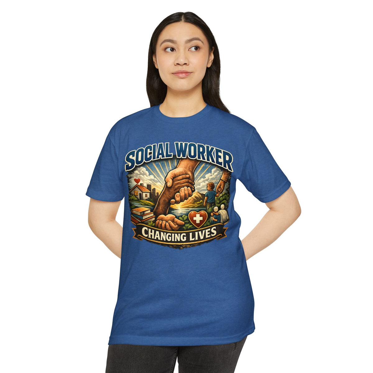 Social Worker T-Shirt — "Changing Lives" Graphic Tee for Caregivers & Advocates