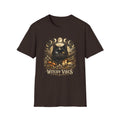 Witchy Vibes Cat T-Shirt — Black Cat Moon Phases Halloween Tee