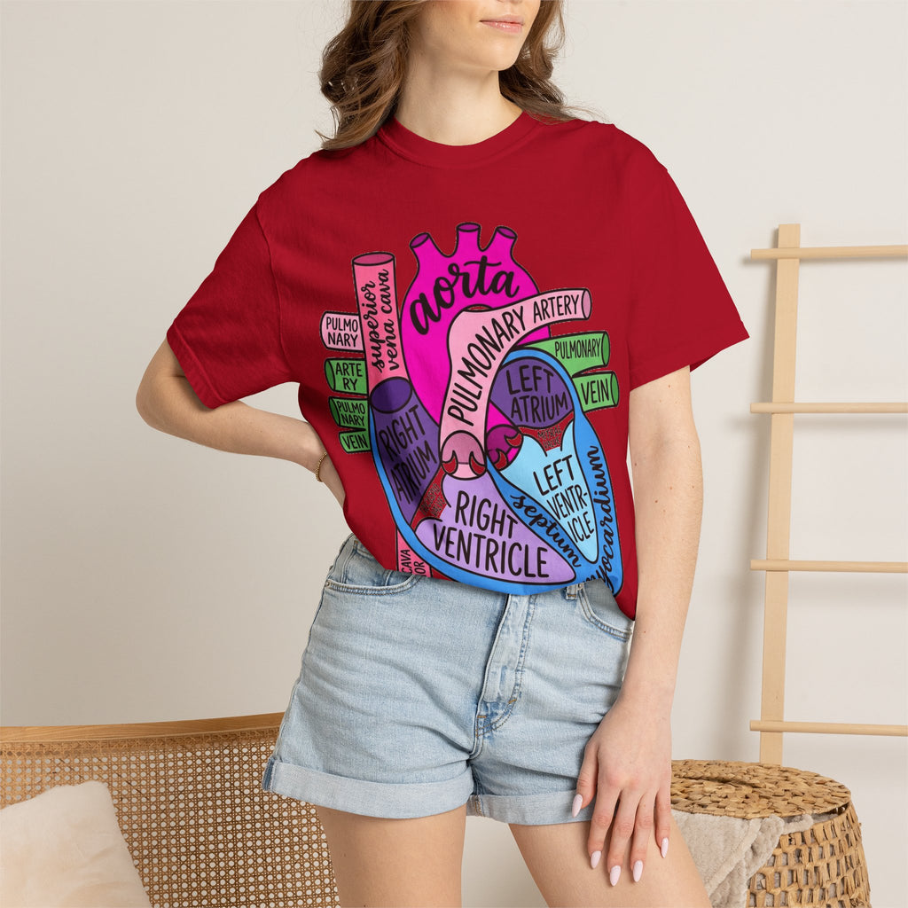 Anatomical Heart Diagram Shirt, Labelled Cardiac Anatomy Tee, Cardiology Nurse Shirt, Med Student Gift