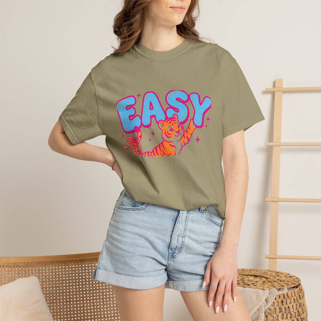 Easy Tiger Shirt, Y2K Bubble Letter Tiger Tee, Pink And Blue Retro Shirt, Funny Flirty Gift