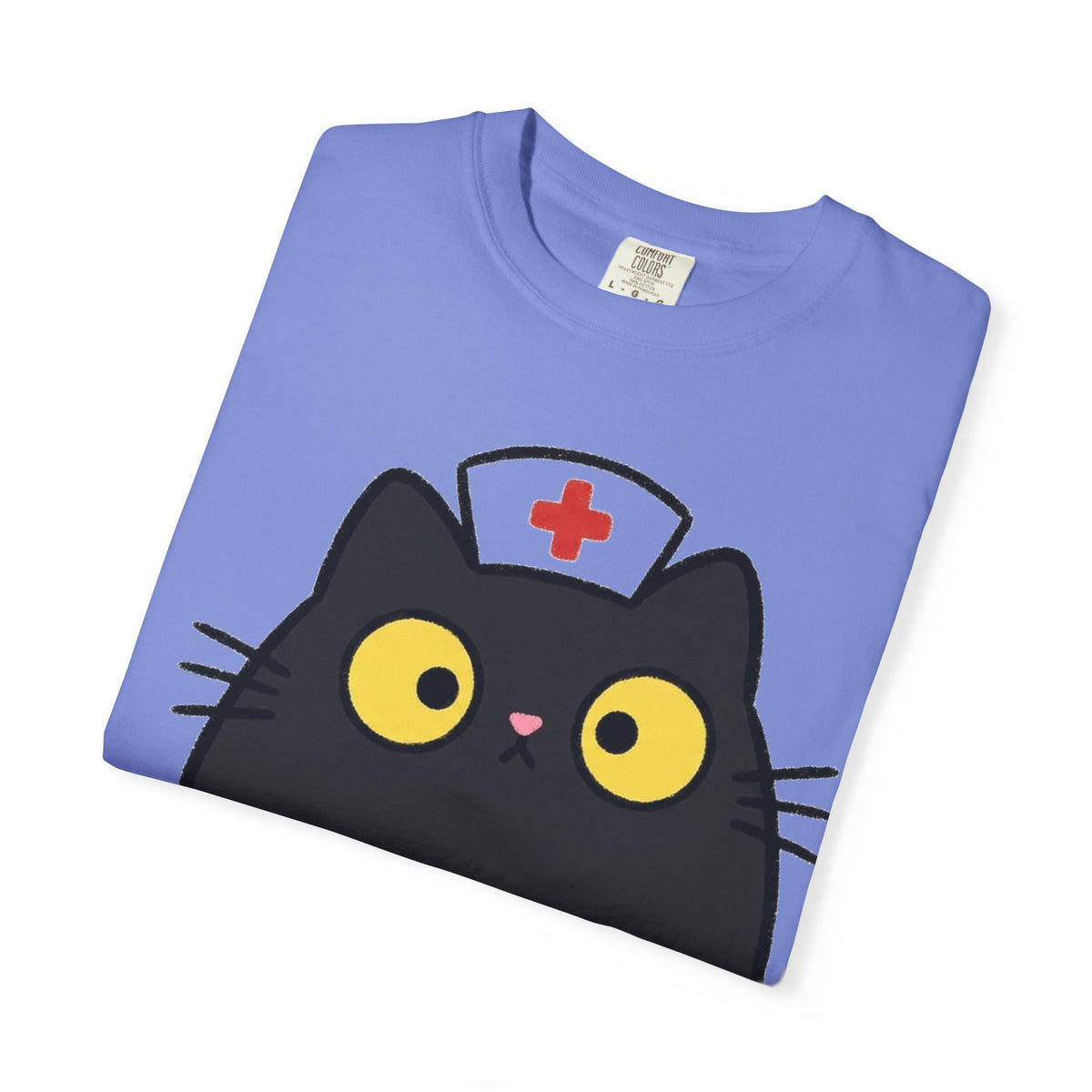 Kawaii Black Cat Nurse Shirt, Cute Cat In Nurse Cap Tee, Funny Nurse Cat Shirt, RN Gift