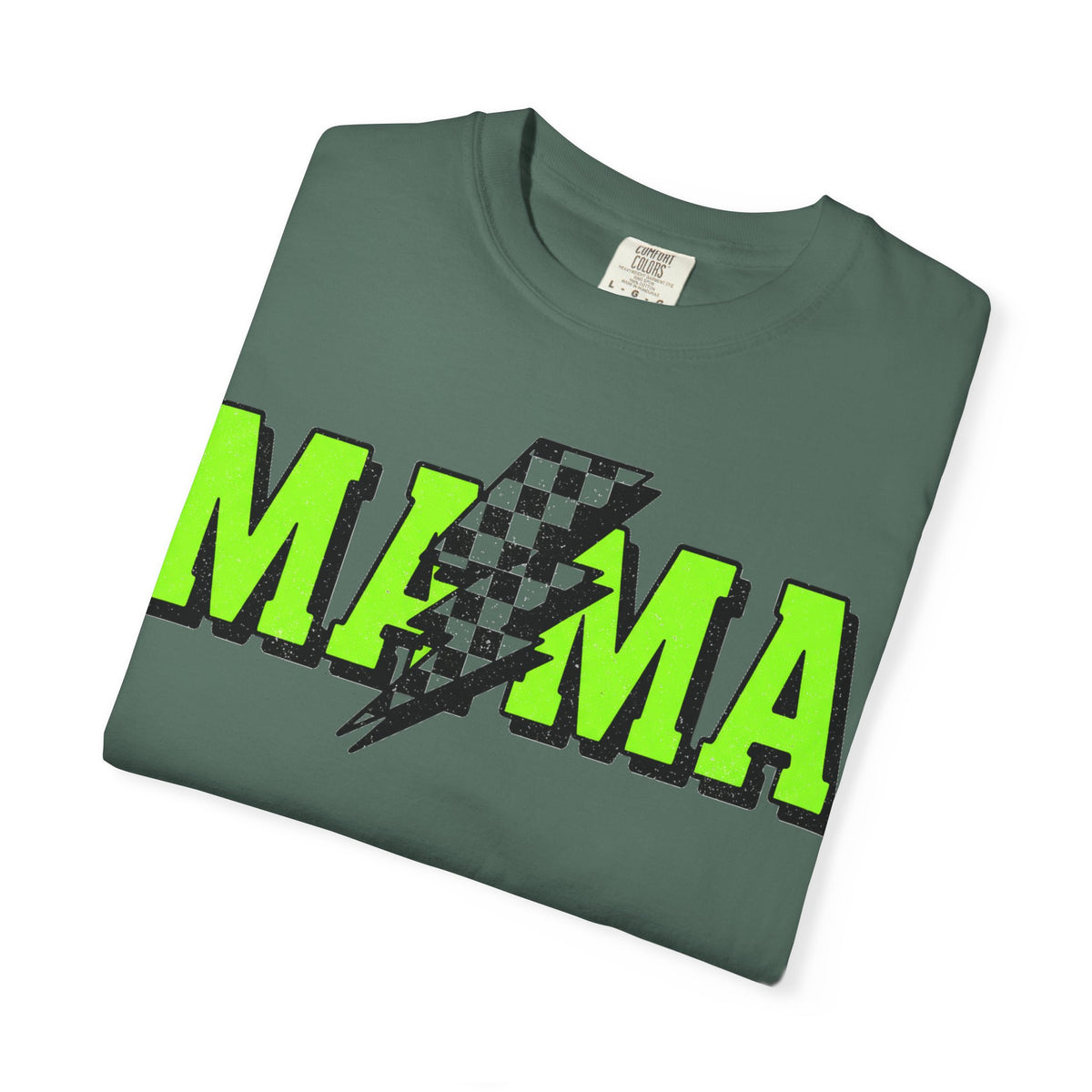 Mama Checkered Bolt Shirt, Green Lightning Mom Tee, Edgy Mama Shirt, Mothers Day Gift