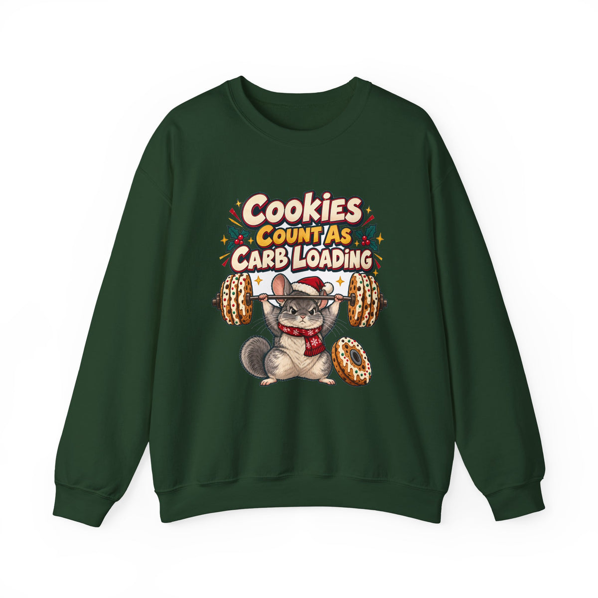 Funny Gym Christmas Sweatshirt Cookies Count As Carb Loading Shirt, Funny Holiday Gift Tee, Christmas Gift Idea