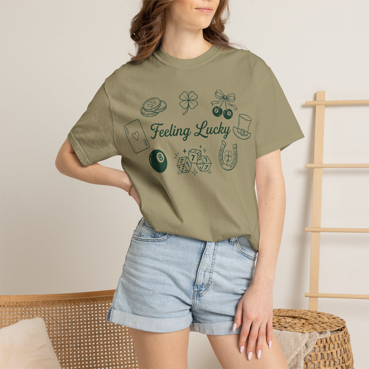 Feeling Lucky Wide Charms Shirt, St Patricks Clover Dice Tee, Green Luck Shirt, Irish Gift