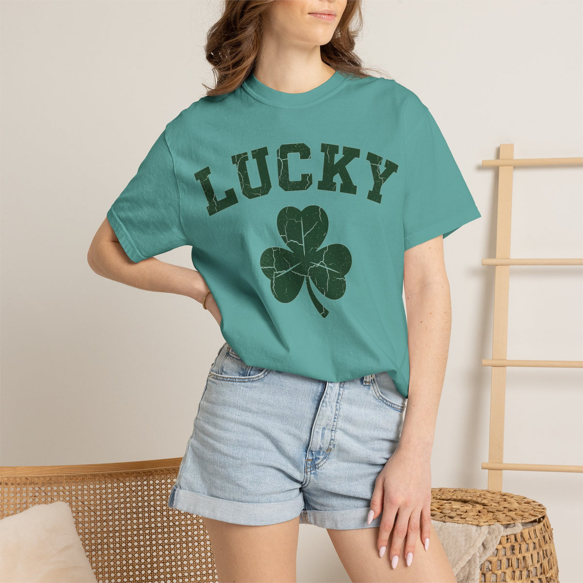 Lucky Big Shamrock Shirt, Bold Varsity Clover Tee, St Patricks Day Shirt, Irish Gift