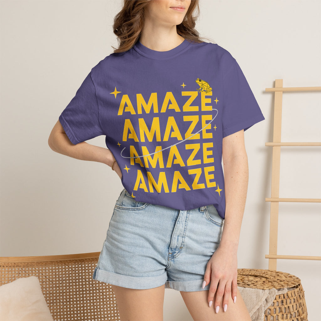 Amaze Amaze Amaze Amaze Shirt, Four Line Retro Type Tee, Frog Sparkle Graphic Shirt, Trendy Gift