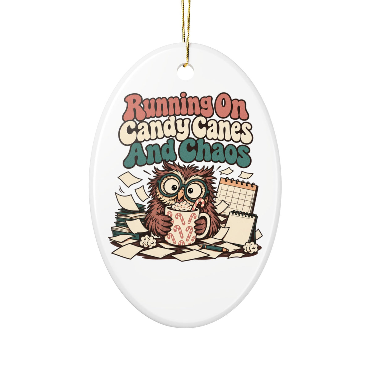 Running On Candy Canes And Chaos Ornament, Funny Teacher Christmas Gift, Secret Santa Stocking Stuffer, Ceramic Christmas Ornament 2026