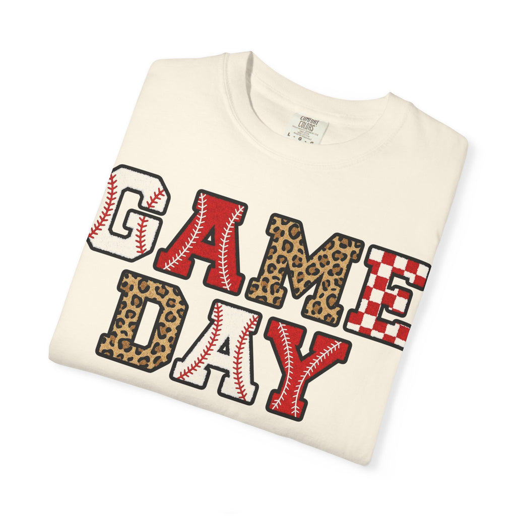 Game Day Varsity Patch Shirt, Baseball Leopard Letter Tee, Sports Mom Shirt, Baseball Mom Gift