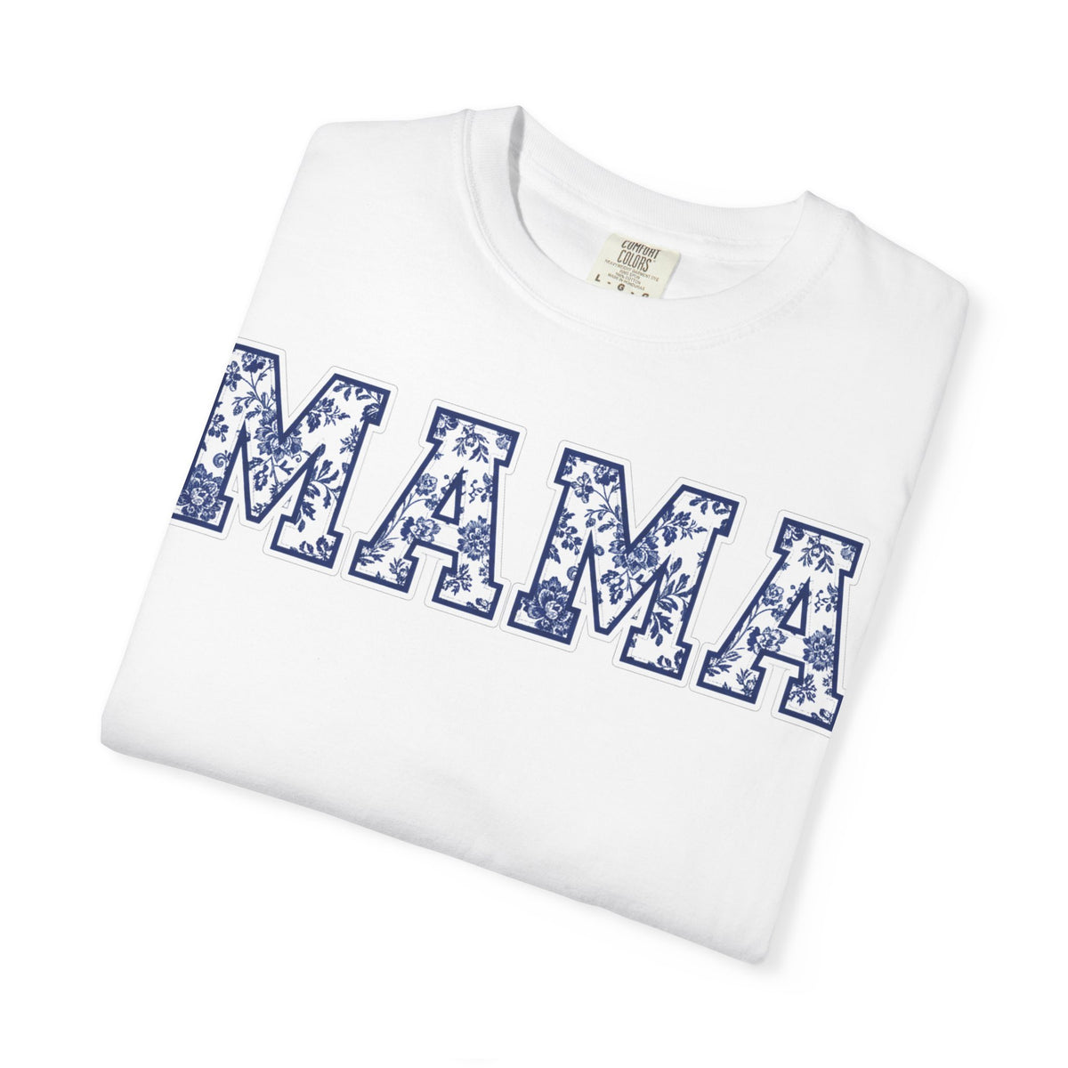 Mama Delft Blue Floral Shirt, Toile Varsity Applique Tee, Grandmillennial Mom Shirt, Mothers Day Gift