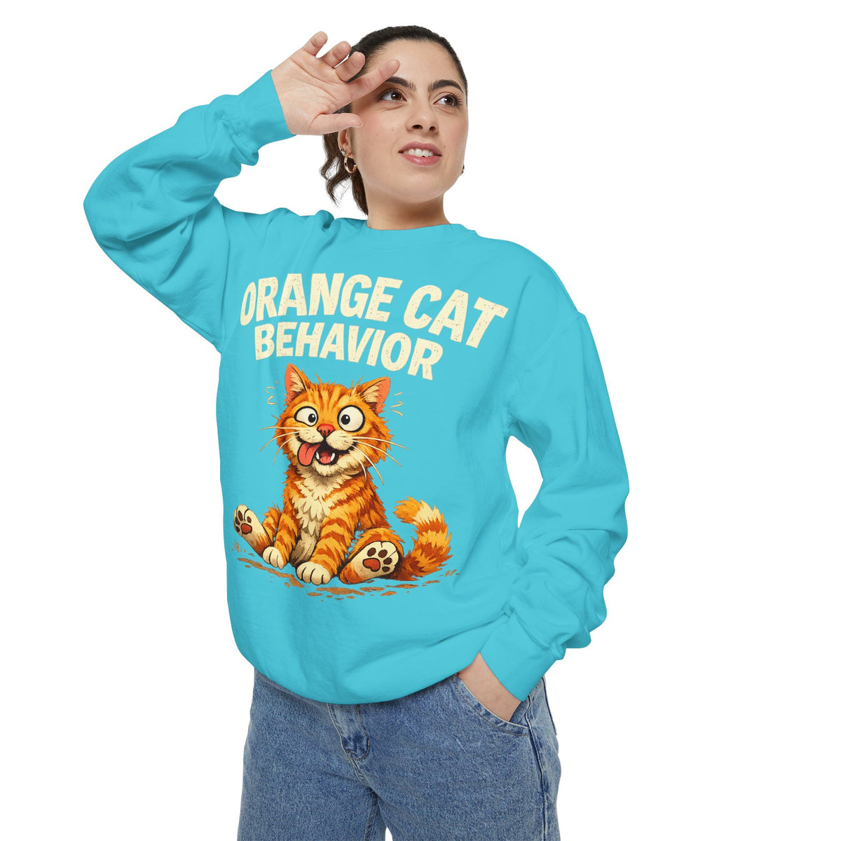 Orange Cat Behavior Sweatshirt — Cute Ginger Kitty Graphic Pullover