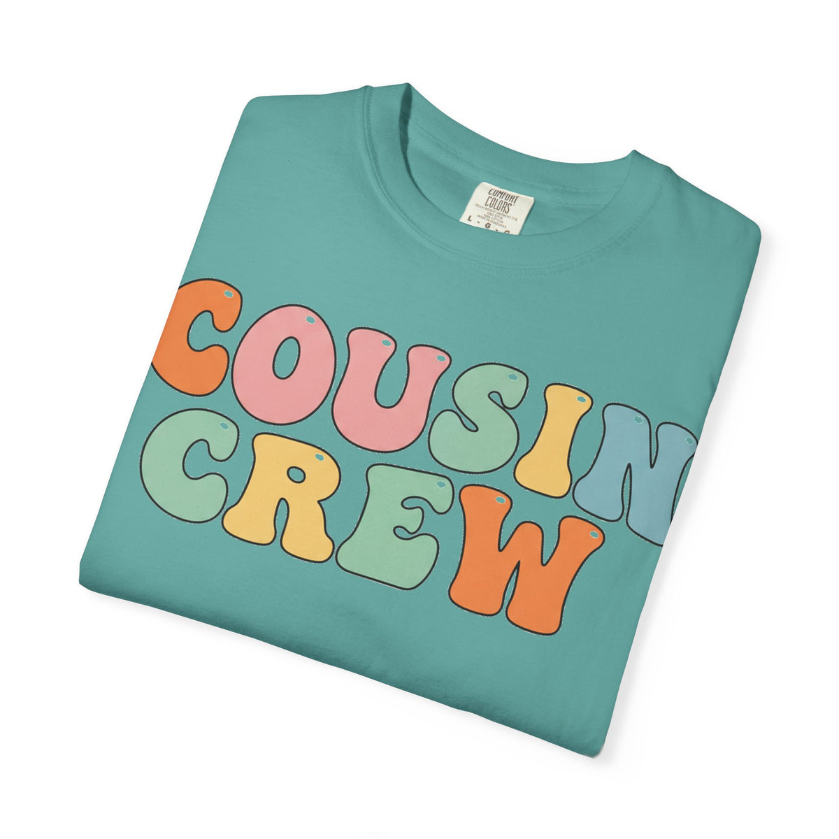 Cousin Crew Stacked Shirt, Groovy Retro Pastel Tee, Matching Cousins Reunion Shirt, Family Gift